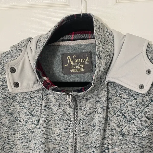 NATURAL REFLECTIONS WOMENS Shacket WITH HOOD SIZE XL Heather Blue - Image 2