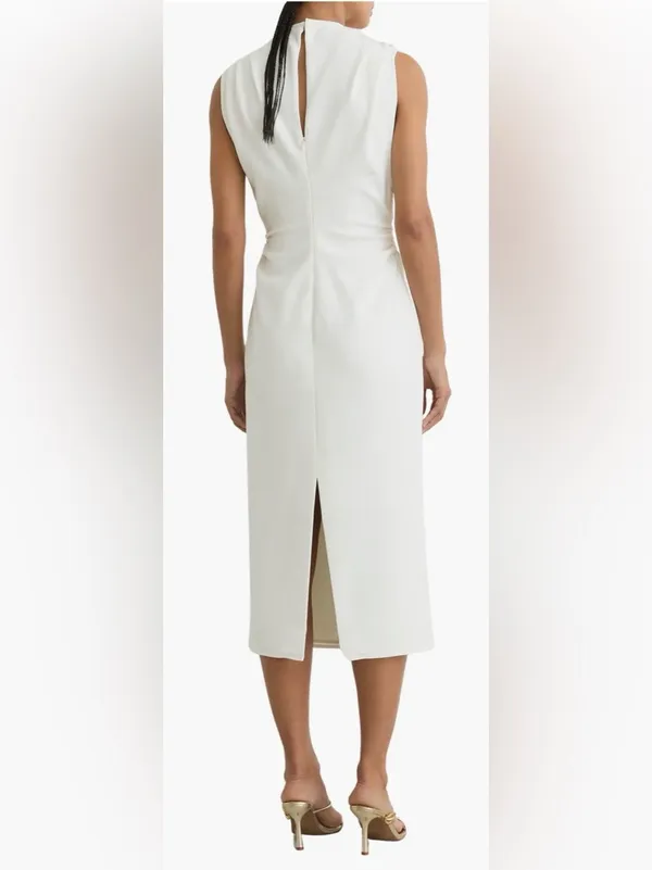 NEW Reiss Bronte Ruched Sleeveless ivory Midi Dress sz 4 - Image 2