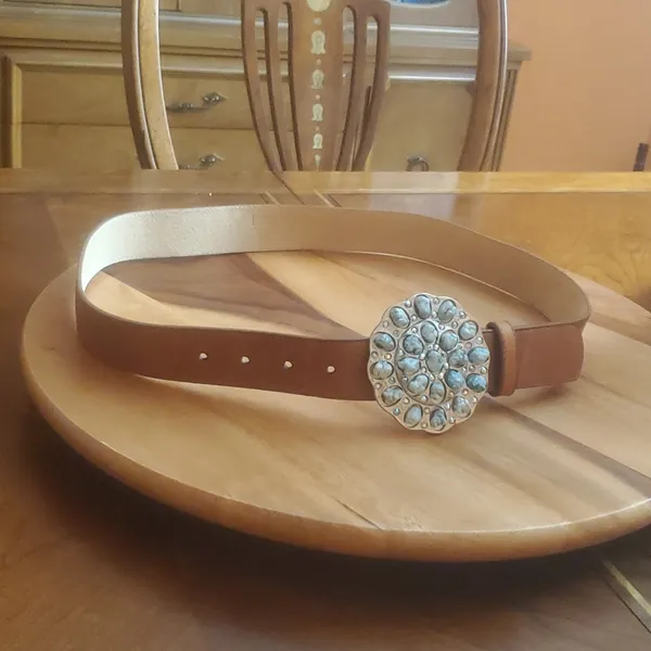 Leather Rock leather Belt 36/L Blue - Image 2