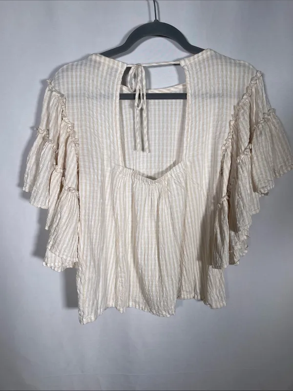 Anthropologie Pilcro Womens Sybil Ruffle Sleeve Blouse Cream Xs - Image 6