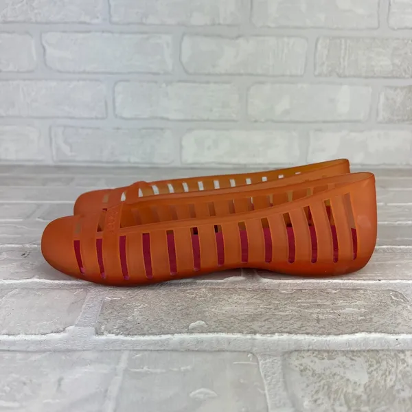 Crocs Adrina II Women 7 Orange Jelly Flats Sandals Casual Summer Vacation Travel - Image 6