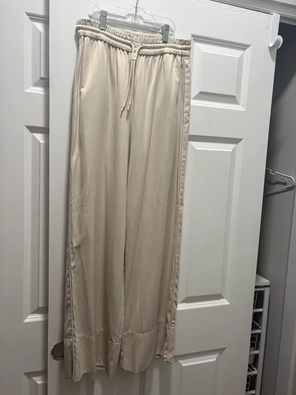 Zara Cream Satin Pants - Image 3