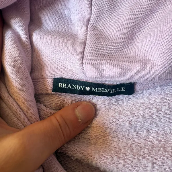 Brandy Melville Pink Fleece Cropped Hoodie One Size - Image 4