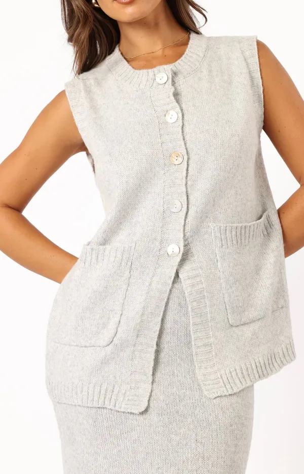 NWT Petal + Pup Knit Sweater Vest Light Gray Size XS/S - Image 2