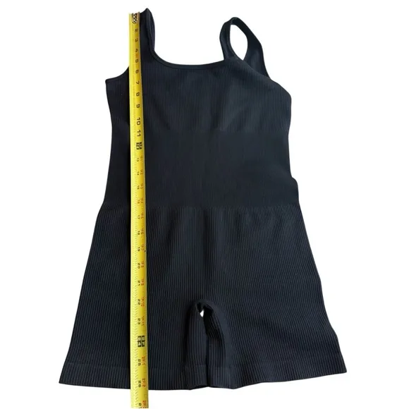 OQQ Size M Square Neck Athletic Romper Black‎ Ribbed Sporty Closet Staple Basic - Image 8