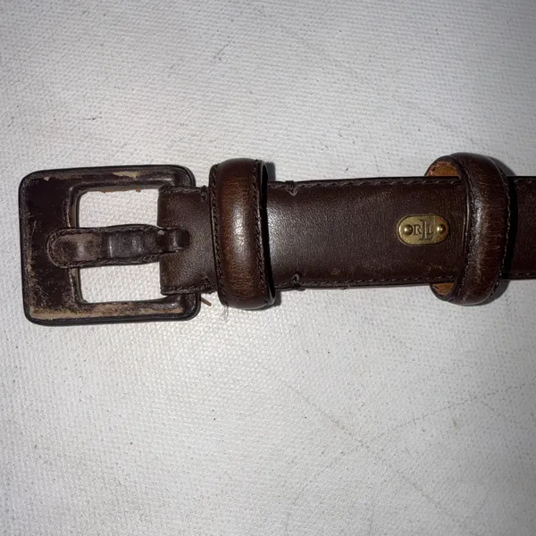 Lauren Ralph Lauren Brown Italian Leather RLR Leather Buckle Belt Womens Medium - Image 7