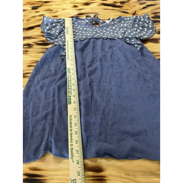 Suzanne Betro Size Large Tunic Top Shirt Blue Flutter Sleeve Knit Textured‎ Boho - Image 4