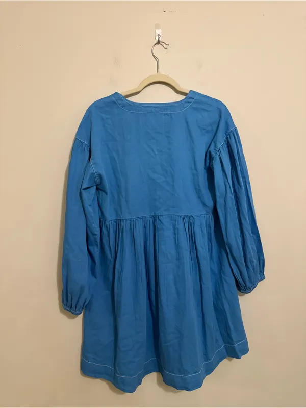 Anthropologie Long-Sleeve Square-Neck Denim Style Babydoll Mini Dress - Image 10