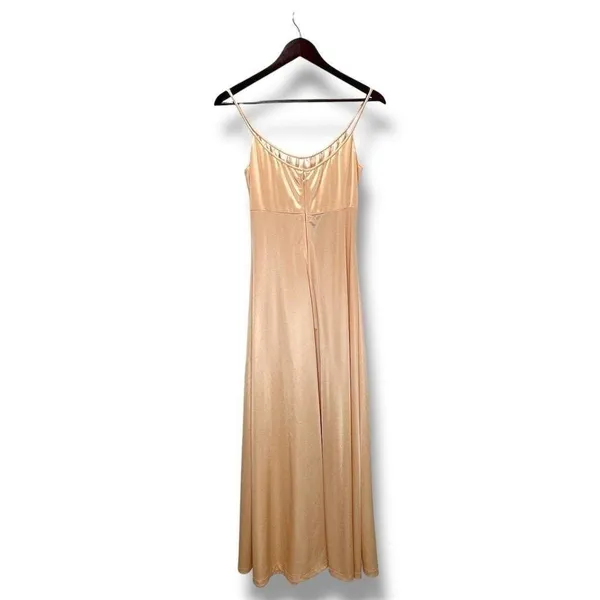 Women's Beige Satin Slip Maxi‎ Dress M Clean Girl Scandi Quiet Luxury Balletcore - Image 3