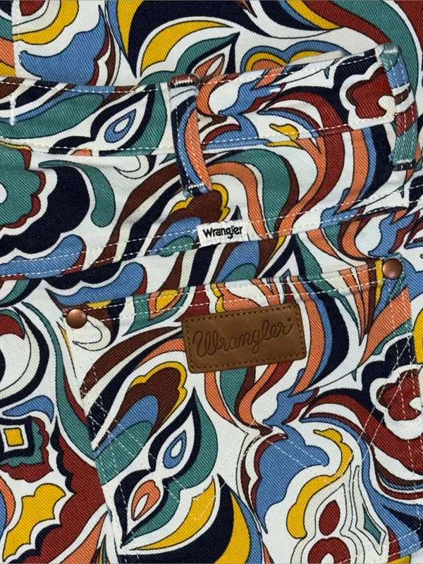 Free People x Wrangler Women’s Latigo Printed High Rise Flare Jeans Sz 32 x 34 - Image 7