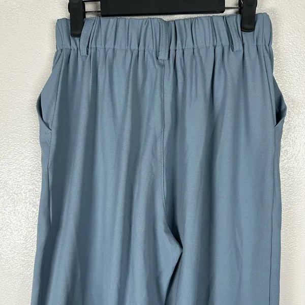 NEW Halara Flex High Waisted Pocket Wide Leg Waffle Work Trousers Pants XS Blue - Image 4