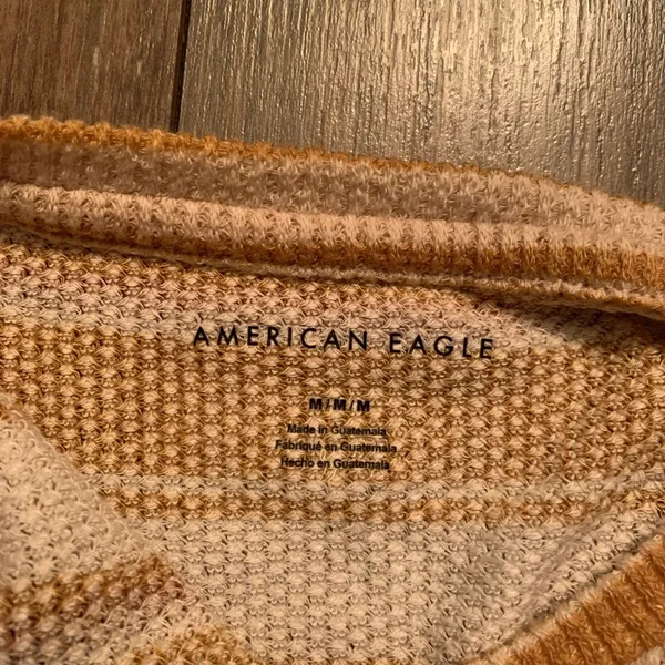 American Eagle Top Striped Shirt Yellow Women’s Medium - Image 2