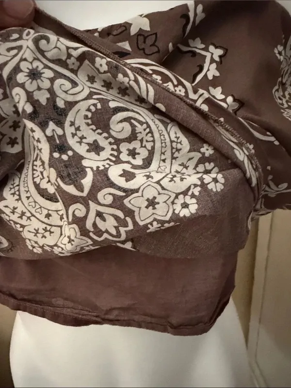 American Eagle Brown Printed Spaghetti Strap Smocked Camisole - Image 4