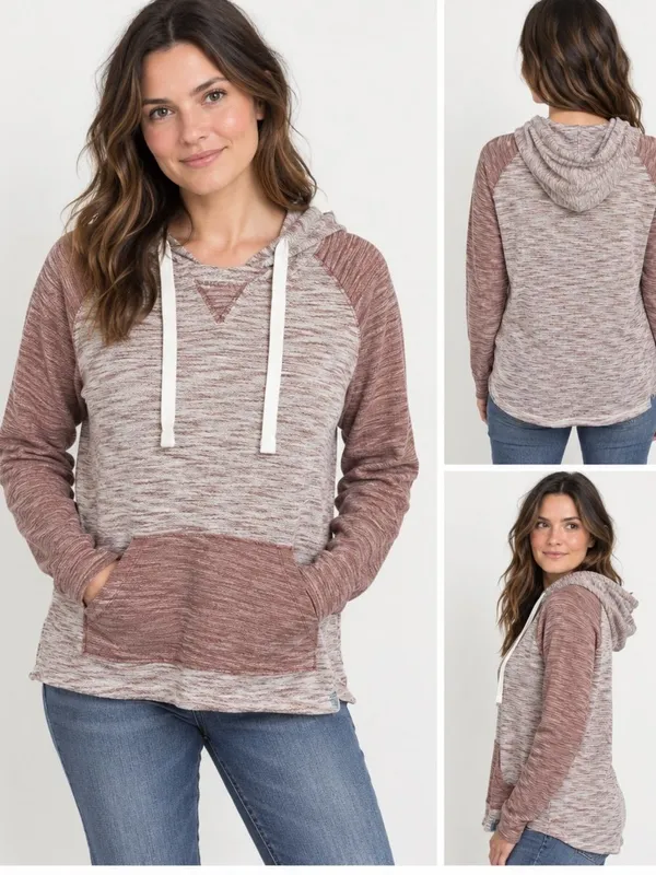 FREE PLANET Knit Hooded Sweatshirt Hoodie Large - Image 2