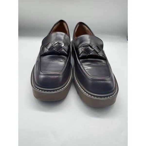 Nordstrom Notorie Burgundy Leather Chunky Platform Loafers Size 8.5 - Image 5