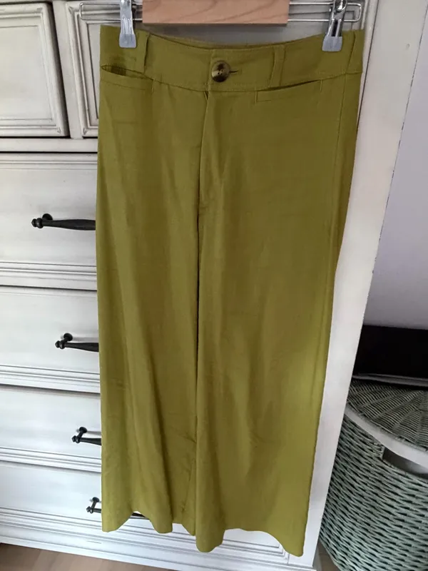 Anthropologie Ettie High-Rise Crop Wide-Leg Pants by Maeve: Linen Edition holly - Image 6