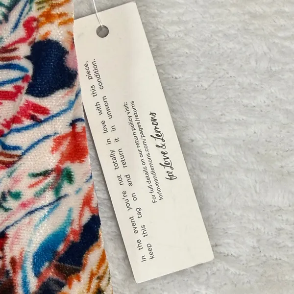 For Love & Lemons Floral Velvet Ruched Mini Dress Multicolor Small NWT - Image 3