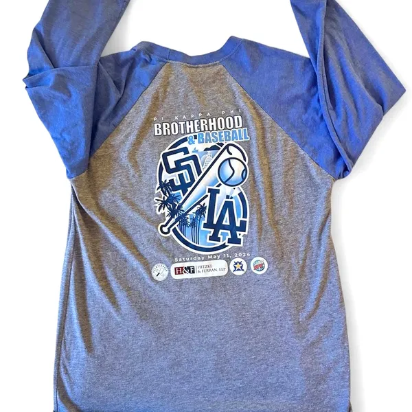 Baseball Raglan Fraternity Pi Kappa Phi Tee Shirt Blue Gray 3/4 Sleeve Medium - Image 2