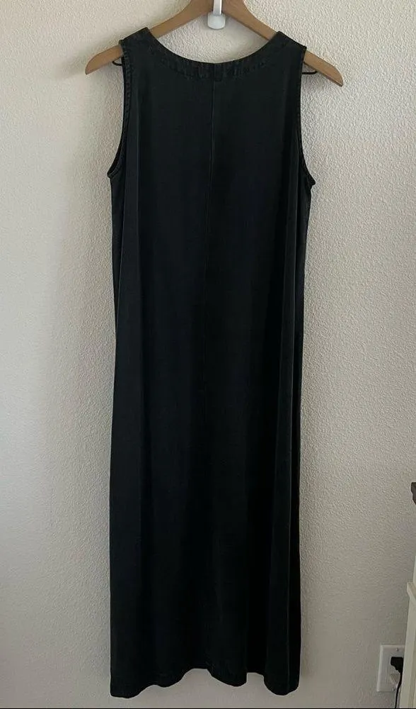 Cut Loose Black Fade Maxi Tank Dress Boho Lagenlook layering Casual Minimalist S - Image 2