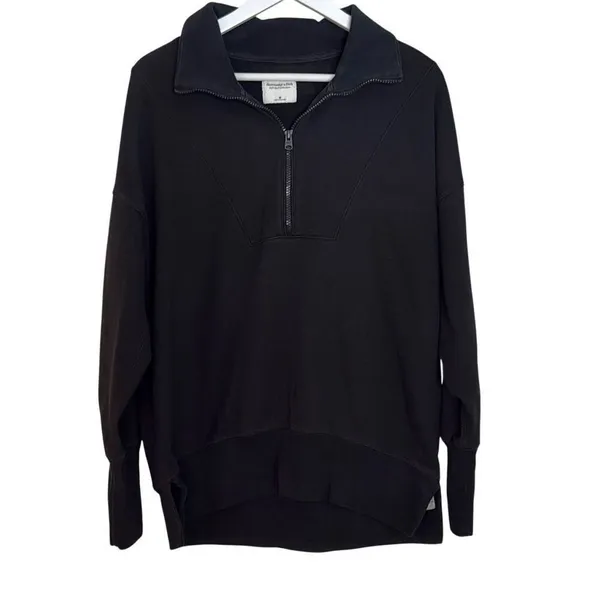 Abercrombie & Fitch Soft A&F black quarter zip oversized sweater M - Image 8
