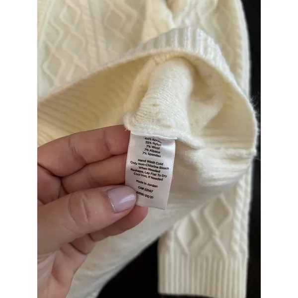 Talbots Cable Knit Cardigan Womens Medium Cream Academia Preppy Classic Career - Image 3