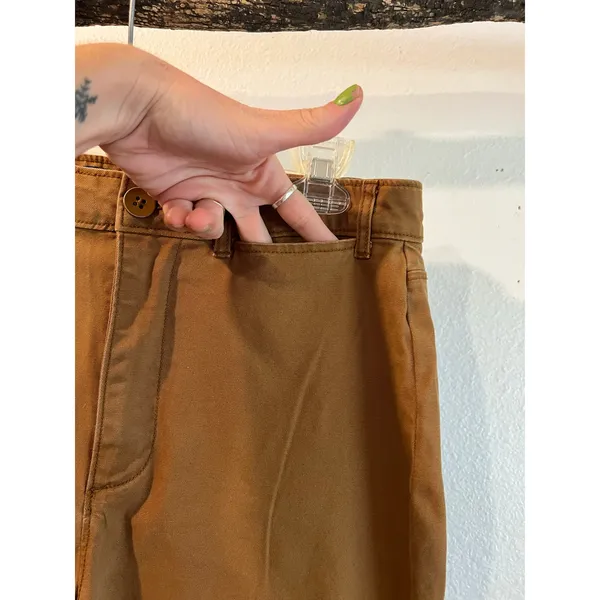 Old Navy Camel Tan Extra High Rise Cropped Wide Leg Comfy Pants Size 8 - Image 6