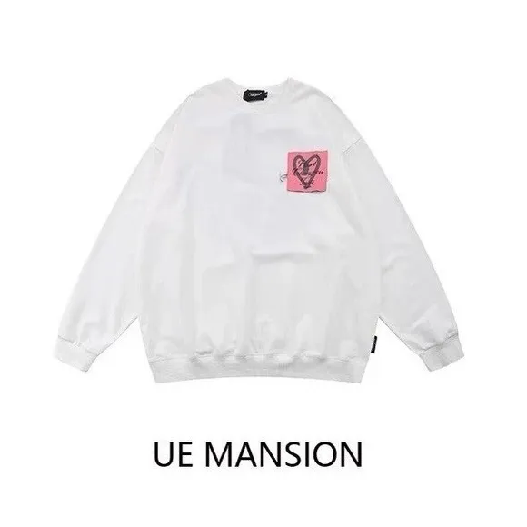 Women's White Sweatshirt with Heart Sticker Print Graphic, XS, Long Sleeve New‎ - Image 4