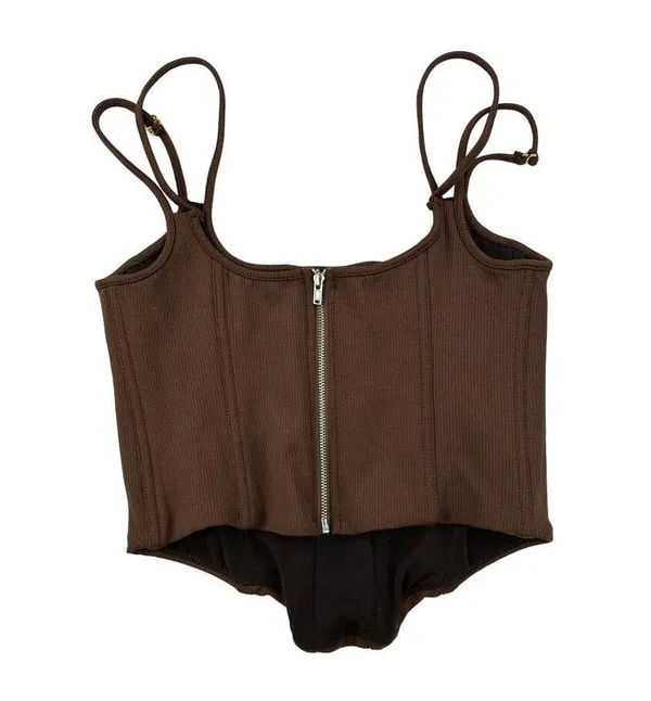 White Fox Boutique - Double Strap Bustier Corset Top in Brown - Image 3