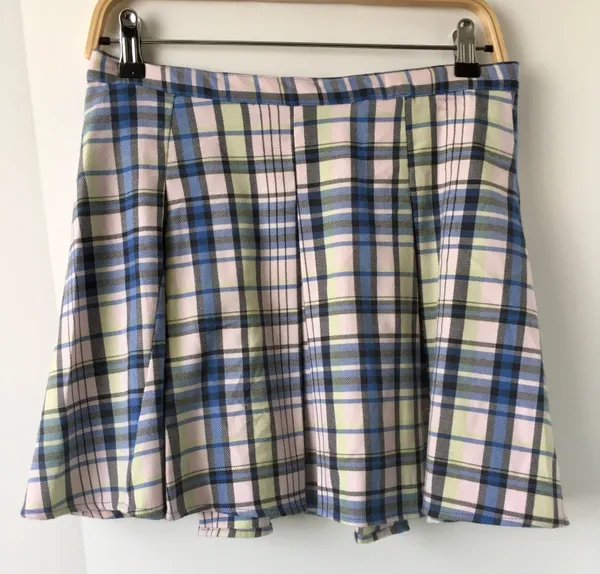Plaid Mini Skirt, Size 11 Blue - Image 2