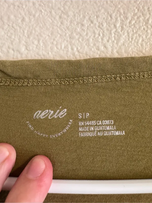 aerie Olive Short Sleeve Henley with Pocket - Image 2