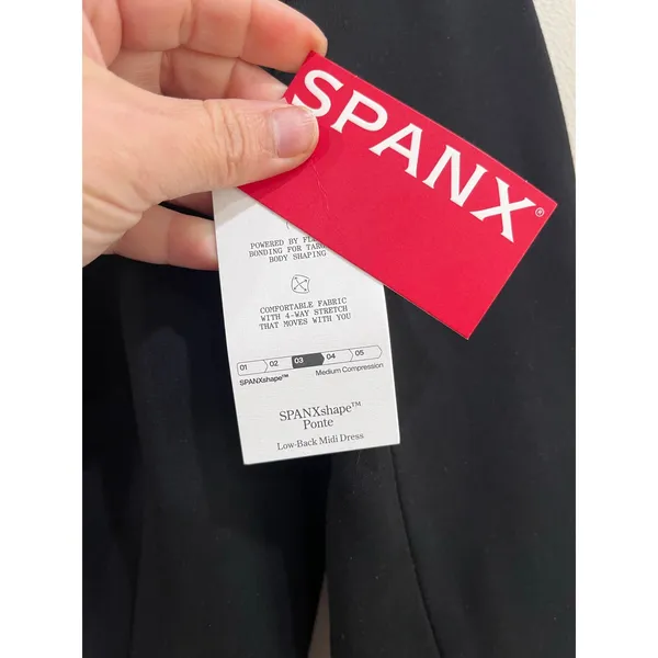 Spanx Black Long Sleeve Low Back Bodycon Cocktail‎ Midi Dress NWT Small - Image 8
