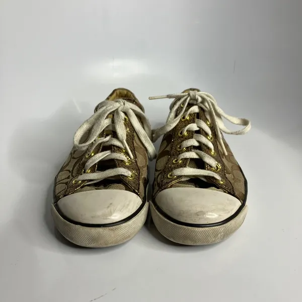 Coach Gema tan & gold monogram canvas sneakers women's size‎ 9 missing a logo - Image 2