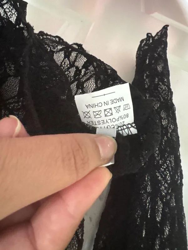 Boat neck lace shirt Black Size XL - Image 2