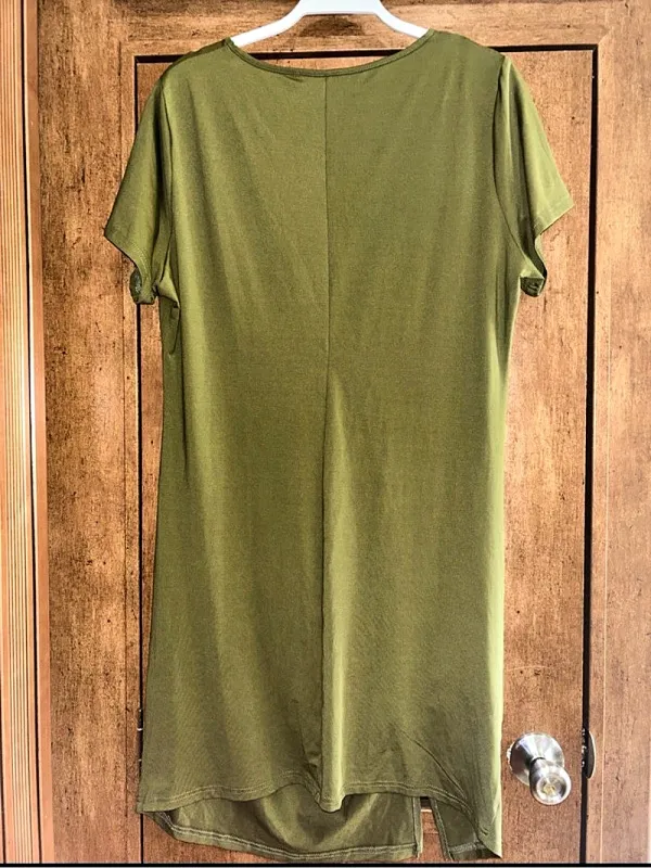 SHEIN Curve Short Sleeve Dress With Drawstring Waist, High Slit Hem Ruched 2X - Image 4