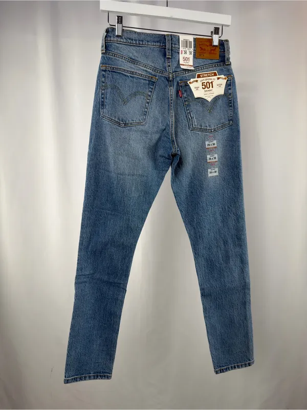 NWT Levis‎ 501 Skinny Light Distress Jeans in Blue Size 26 x 30 - Image 4