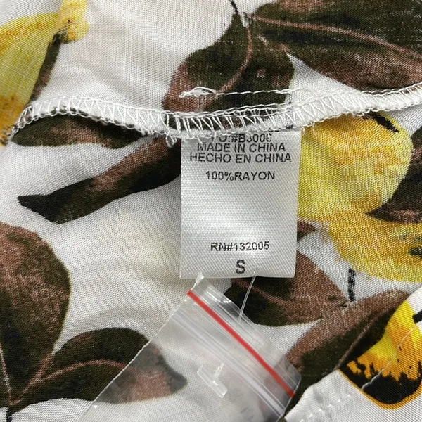Entro NWT Off White Lemon Print Button Down Open Shoulder Ruffle Top - Image 11
