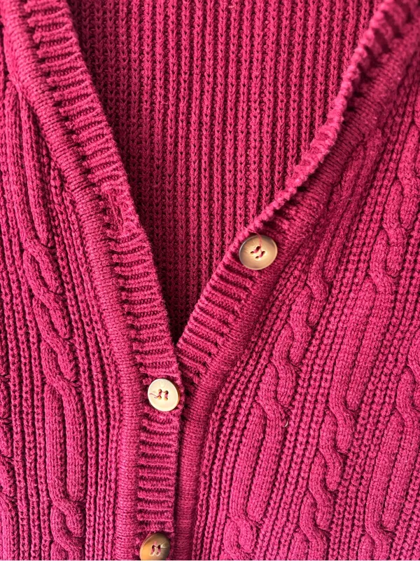 Marsh Landing Burgundy Button Front Knit Sweater Vest 100% Cotton - Image 4