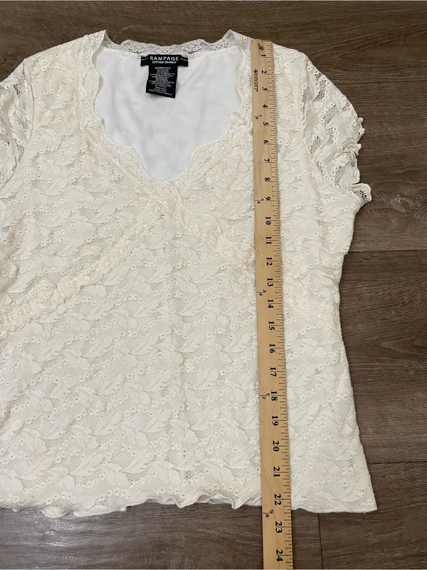 Rampage Lace Babydoll Blouse Top Size XL Cream Ivory Y2K Fairy Coquette Girly - Image 12