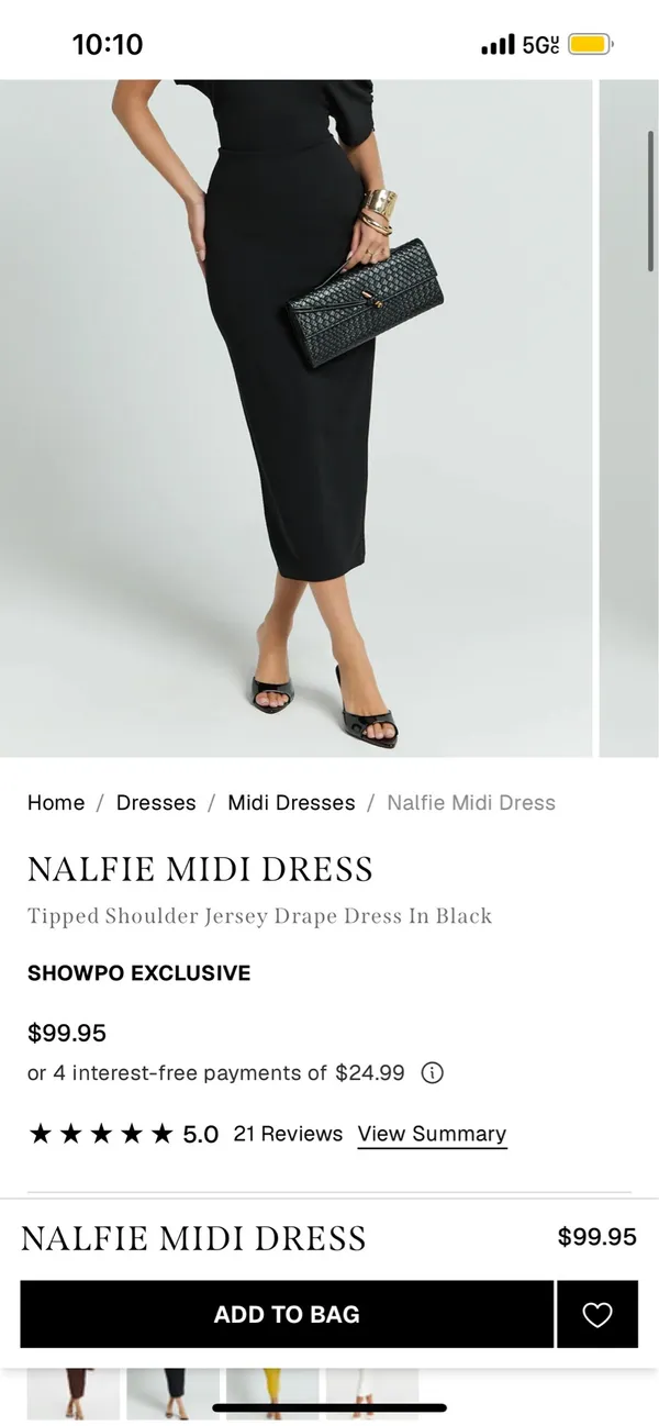 New Showpo Nalfie Midi Dress Tipped Shoulder Jersey Drape Dress -Small MSRP $99 - Image 2