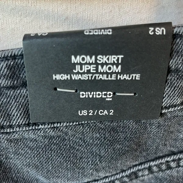 Divided Denim Skirt High Waisted Mom Skirt Vintage Black Midi High Slit Womens 2 - Image 3