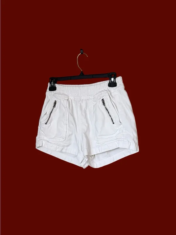 aerie White Elastic-Waist Bermuda Shorts with Zip Pockets - Image 2