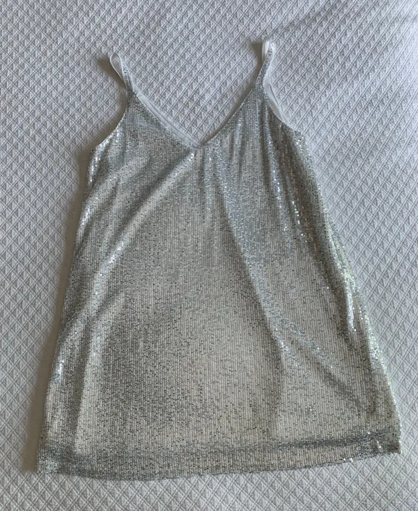 Sequin White Dress Size L - Image 2