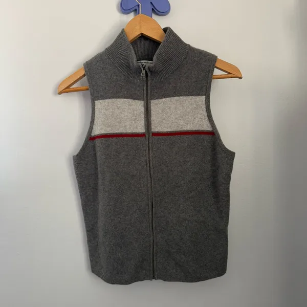 Reformation Large Esti Cashmere Sweater Vest Moto‎ Stripe Grey Fall Winter Ski - Image 3