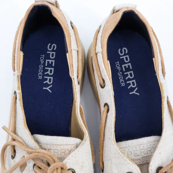 Sperry Top-Sider Womens STS81857‎ Tan Leather Canvas Boat Shoes 9.5 - Image 6