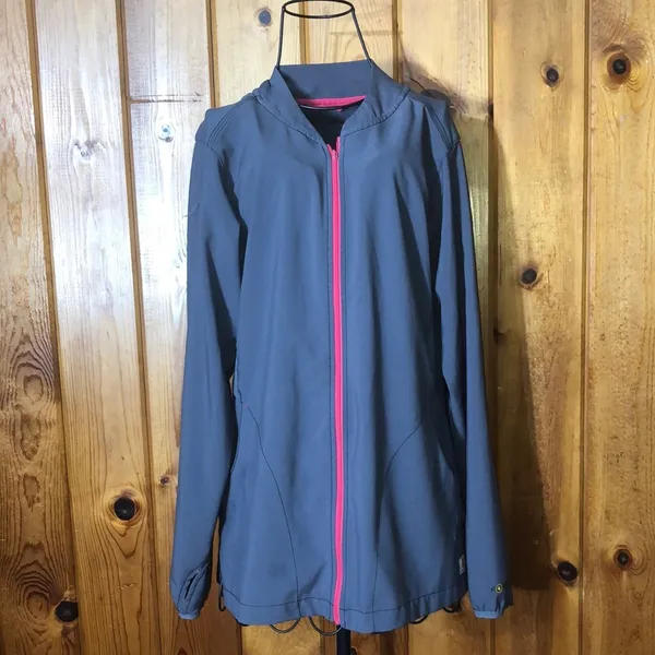 Carhartt CROSS-FLEX Made to Move zip front scrub jacket - Pewter/Coral small - Image 4
