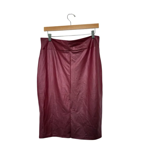 Simlu 2XL Burgundy Faux Leather‎ Pencil Skirt Mob Wife Office Siren Biker Core - Image 3