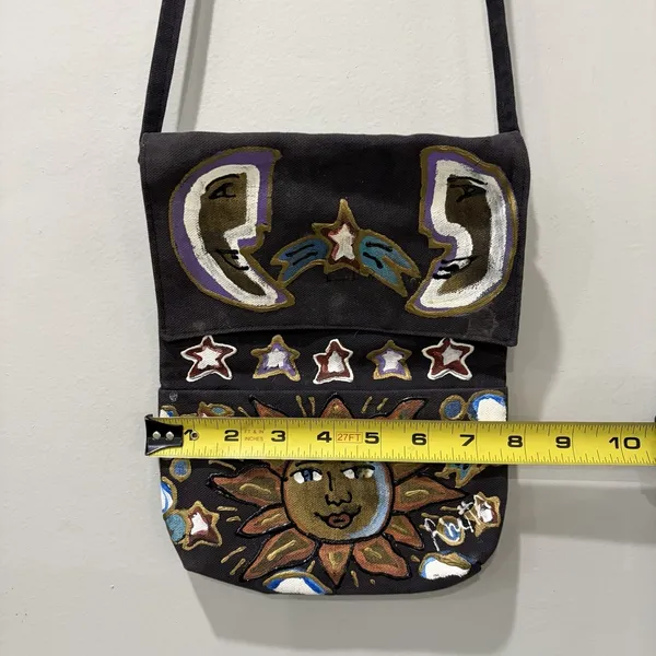 Rhetta Stelling hand painted purse celestial Sun Moon Star‎ Flap Crossbody Bag - Image 3