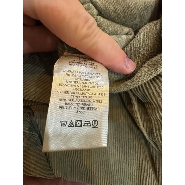 We‎ The Free People Green Button Fly Cord Barrel Leg Pants Size 33 - Image 8