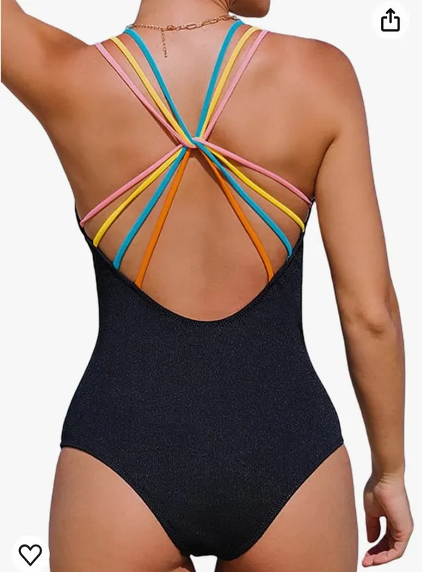 Hilinker Women's Swimsuit Spaghetti Strap Textured Cutout Bathing Suit - Image 5