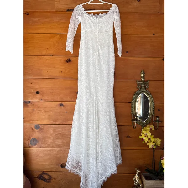 NWT Lulus Beloved Promise White Lace Off-the-Shoulder Mermaid Dress Bridal Sz M - Image 5